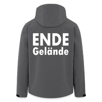 Ende gelände - Recycelte Männer Softshell-Jacke von Stanley/Stella - Anthrazit - Hinten - AI Model Male 185 light (185cm)