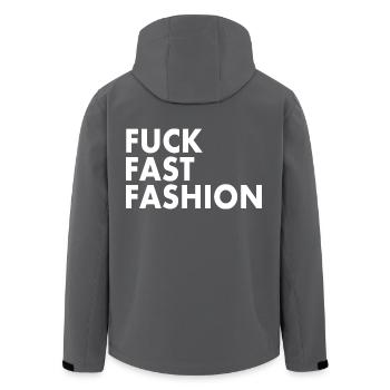 Fuck fast fashion - Recycelte Männer Softshell-Jacke von Stanley/Stella - Anthrazit - Hinten - AI Model Male 185 light (185cm)