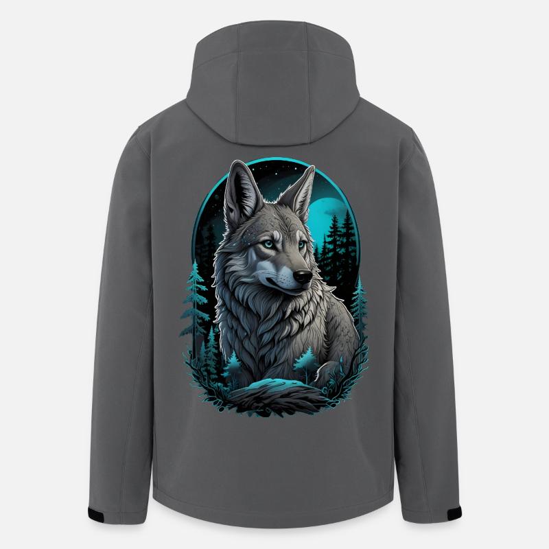 Mystic Wolf at Full Moon - Men’s Recycled Softshell Jacket by Stanley/Stella - anthracite