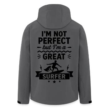 Super Surfer Wave Sea - Men’s Recycled Softshell Jacket by Stanley/Stella - anthracite - Back - AI Model Male 185 light (185cm)