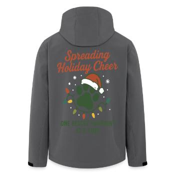 Holiday Cheer Rescue Pawprint Christmas Art - Men’s Recycled Softshell Jacket by Stanley/Stella - anthracite - Back - AI Model Male 185 light (185cm)