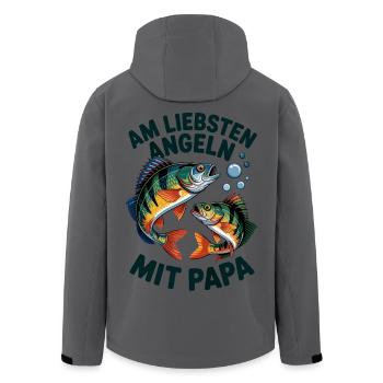 Angeln mit Papa Familienzeit - Recycelte Männer Softshell-Jacke von Stanley/Stella - Anthrazit - Hinten - AI Model Male 185 light (185cm)