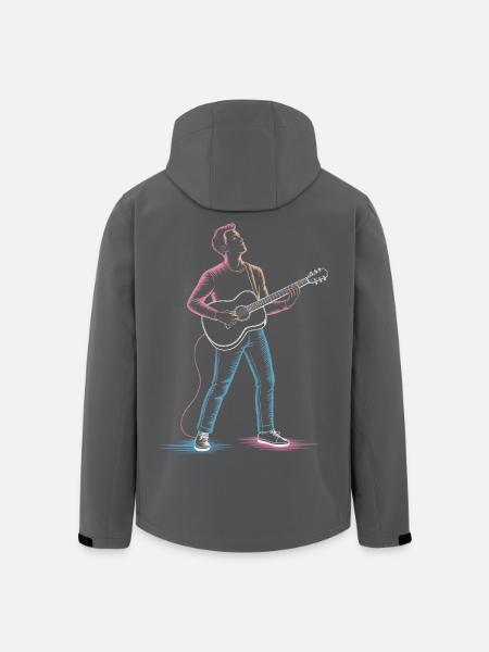 Gitarrist, Mann spielt Gitarre, Kunstdruck - Recycelte Männer Softshell-Jacke von Stanley/Stella - Anthrazit