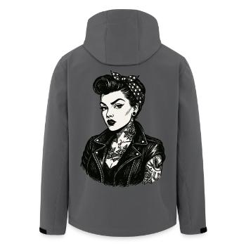 Rebellisches 50s Pin-Up Girl Lederjacke - Recycelte Männer Softshell-Jacke von Stanley/Stella - Anthrazit - Hinten - AI Model Male 185 light (185cm)