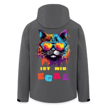 Katze "Ist mir egal" - Recycelte Männer Softshell-Jacke von Stanley/Stella - Anthrazit - Hinten - AI Model Male 185 light (185cm)