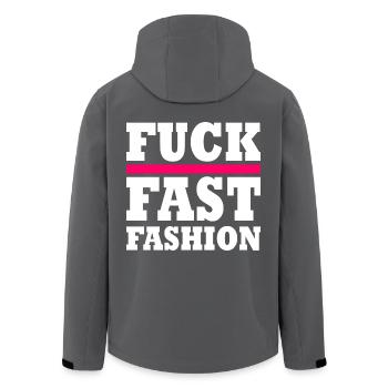 Fuck fast fashion - Recycelte Männer Softshell-Jacke von Stanley/Stella - Anthrazit - Hinten - AI Model Male 185 light (185cm)