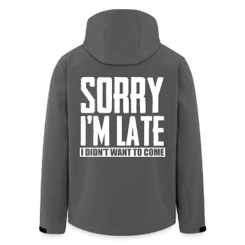 SORRY IM spät wollte ich nicht kommen - Recycelte Männer Softshell-Jacke von Stanley/Stella - Anthrazit - Hinten - AI Model Male 185 light (185cm)