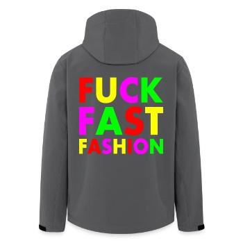 Fuck fast fashion - Recycelte Männer Softshell-Jacke von Stanley/Stella - Anthrazit - Hinten - AI Model Male 185 light (185cm)