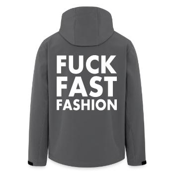 Fuck fast fashion - Recycelte Männer Softshell-Jacke von Stanley/Stella - Anthrazit - Hinten - AI Model Male 185 light (185cm)