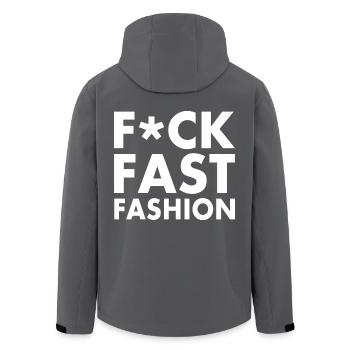 Fuck fast fashion - Recycelte Männer Softshell-Jacke von Stanley/Stella - Anthrazit - Hinten - AI Model Male 185 light (185cm)