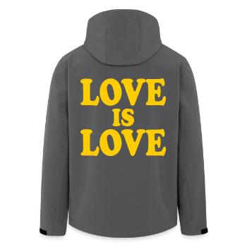 Love is love - Recycelte Männer Softshell-Jacke von Stanley/Stella - Anthrazit - Hinten - AI Model Male 185 light (185cm)