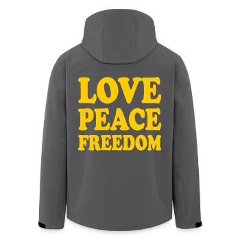Love peace freedom - Recycelte Männer Softshell-Jacke von Stanley/Stella - Anthrazit - Hinten - AI Model Male 185 light (185cm)