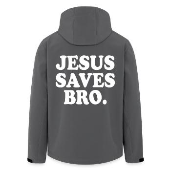 Jesus saves bro - Recycelte Männer Softshell-Jacke von Stanley/Stella - Anthrazit - Hinten - AI Model Male 185 light (185cm)