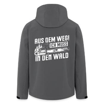 Aus dem Weg ich muss in den Wald Holzfäller Spruch - Recycelte Männer Softshell-Jacke von Stanley/Stella - Anthrazit - Hinten - AI Model Male 185 light (185cm)