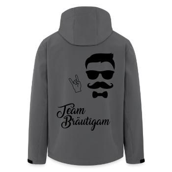 Team Bräutigam - Rock n Roll - Recycelte Männer Softshell-Jacke von Stanley/Stella - Anthrazit - Hinten - AI Model Male 185 light (185cm)