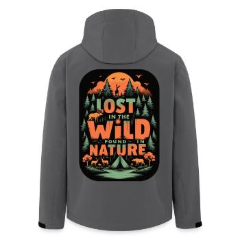 Lost in the Wild Nature Camping - Men’s Recycled Softshell Jacket by Stanley/Stella - anthracite - Back - AI Model Male 185 light (185cm)