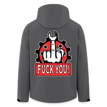 Provocative middle finger statement - Men’s Recycled Softshell Jacket by Stanley/Stella - anthracite - Back - AI Model Male 185 light (185cm)