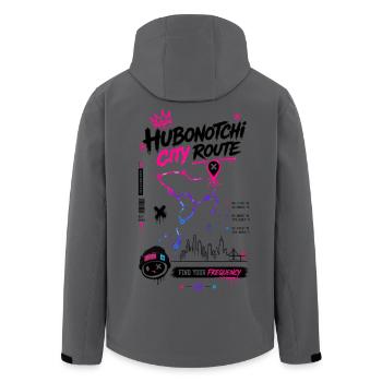 Hubonotchi Neon City Route Frequency - Men’s Recycled Softshell Jacket by Stanley/Stella - anthracite - Back - AI Model Male 185 light (185cm)