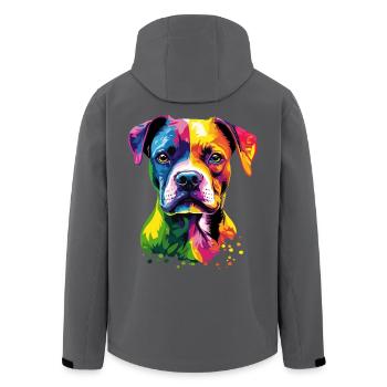 Deutscher Boxer Popart Regenbogen Bunter Boxer - Recycelte Männer Softshell-Jacke von Stanley/Stella - Anthrazit - Hinten - AI Model Male 185 light (185cm)