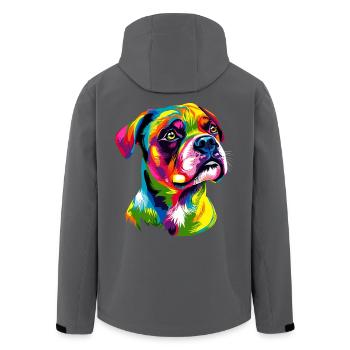 Deutscher Boxer Popart Regenbogen Bunter Boxer - Recycelte Männer Softshell-Jacke von Stanley/Stella - Anthrazit - Hinten - AI Model Male 185 light (185cm)