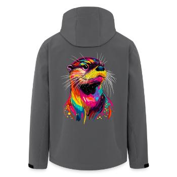 Otter Bunt Regenbogen Seeotter Marder Süße Otter - Recycelte Männer Softshell-Jacke von Stanley/Stella - Anthrazit - Hinten - AI Model Male 185 light (185cm)