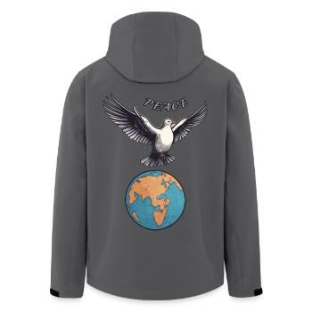 Weltfrieden auf der Erde - Recycelte Männer Softshell-Jacke von Stanley/Stella - Anthrazit - Hinten - AI Model Male 185 light (185cm)