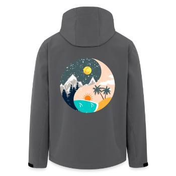 Ying & Yang - Sonnenuntergang & Berglandschaft - Recycelte Männer Softshell-Jacke von Stanley/Stella - Anthrazit - Hinten - AI Model Male 185 light (185cm)