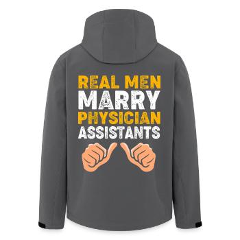 Arzthelferin Physician Assistant Pflege MFA PA - Recycelte Männer Softshell-Jacke von Stanley/Stella - Anthrazit - Hinten - AI Model Male 185 light (185cm)