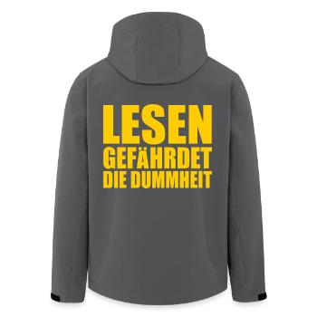 lesen gefährdet die dummheit - Recycelte Männer Softshell-Jacke von Stanley/Stella - Anthrazit - Hinten - AI Model Male 185 light (185cm)