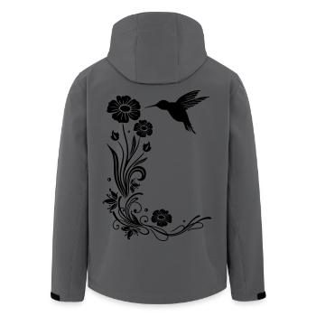 Kolibri mit Blumen und floraler Ranke - Recycelte Männer Softshell-Jacke von Stanley/Stella - Anthrazit - Hinten - AI Model Male 185 light (185cm)