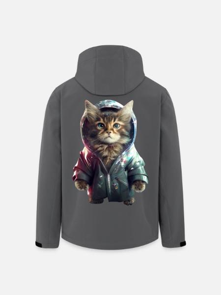 Weltraum Katze - Recycelte Männer Softshell-Jacke von Stanley/Stella - Anthrazit