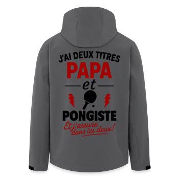 Dad Table Tennis Player, Father's Day Gift, Christmas Ping Pong - Men’s Recycled Softshell Jacket by Stanley/Stella - anthracite - Back - AI Model Male 185 light (185cm)