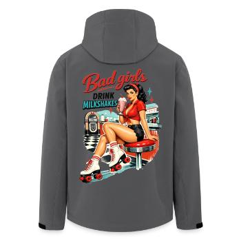 Bad Girls Drink Milkshakes – 50s Diner Pin-Up - Men’s Recycled Softshell Jacket by Stanley/Stella - anthracite - Back - AI Model Male 185 light (185cm)