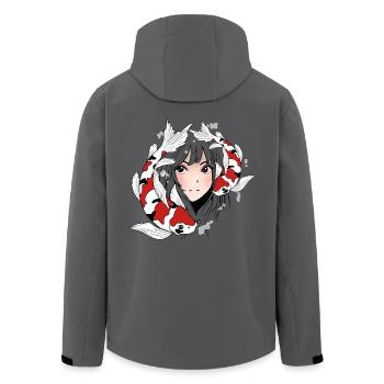 Anime Otaku Koi - Recycelte Männer Softshell-Jacke von Stanley/Stella - Anthrazit - Hinten - AI Model Male 185 light (185cm)