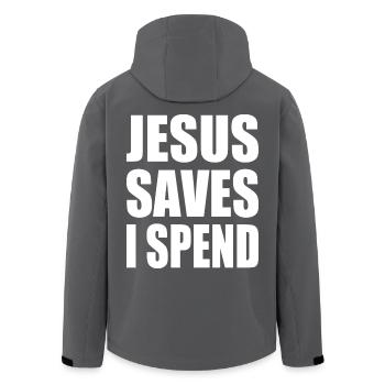 jesus saves i spend - Recycelte Männer Softshell-Jacke von Stanley/Stella - Anthrazit - Hinten - AI Model Male 185 light (185cm)