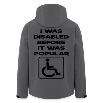 I was disabled even before it became popular* - Men’s Recycled Softshell Jacket by Stanley/Stella - anthracite - Back - AI Model Male 185 light (185cm)