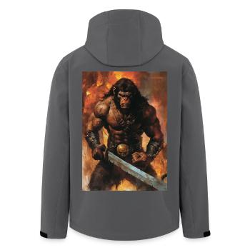 Heavy Metal Monkey with Sword - Men’s Recycled Softshell Jacket by Stanley/Stella - anthracite - Back - AI Model Male 185 light (185cm)