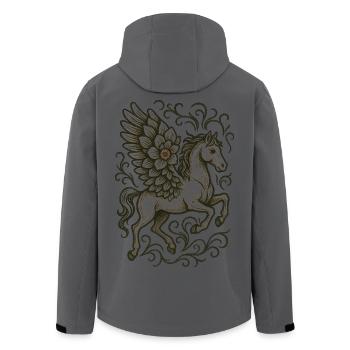 Ornate Winged Unicorn Crest - Men’s Recycled Softshell Jacket by Stanley/Stella - anthracite - Back - AI Model Male 185 light (185cm)