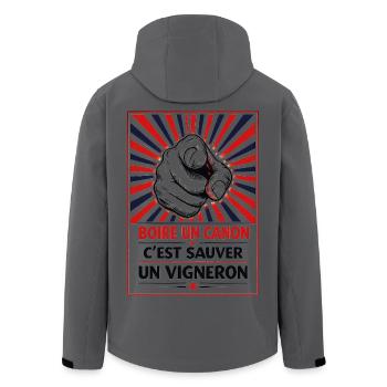 Boire un coup c'est sauver un vigneron - Veste softshell homme en polyester recyclé Stanley/Stella - charbon - Dos - AI Model Male 185 light (185cm)