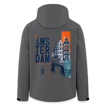 Amsterdam Canal Mosaic - Men’s Recycled Softshell Jacket by Stanley/Stella - anthracite - Back - AI Model Male 185 light (185cm)