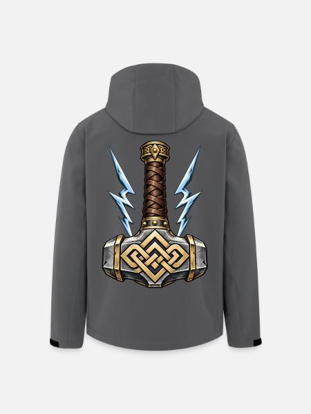 Mjölnir – Thors Hammer mit blauen Blitzen - Recycelte Männer Softshell-Jacke von Stanley/Stella - Anthrazit