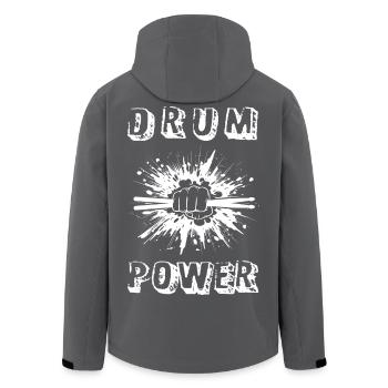 "DRUM POWER" - Schlagzeug - Percussion - Recycelte Männer Softshell-Jacke von Stanley/Stella - Anthrazit - Hinten - AI Model Male 185 light (185cm)