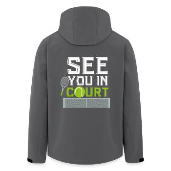 See You in Court Tennis Sport Ballsport Rasen Sand - Recycelte Männer Softshell-Jacke von Stanley/Stella - Anthrazit - Hinten - AI Model Male 185 light (185cm)