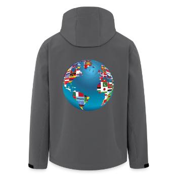 Weltkarte Globus Erdkugel Landesflaggen Kontinente - Recycelte Männer Softshell-Jacke von Stanley/Stella - Anthrazit - Hinten - AI Model Male 185 light (185cm)
