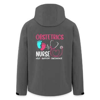 Obgyn Frauenheilkunde Geburtshilfe Hebamme - Recycelte Männer Softshell-Jacke von Stanley/Stella - Anthrazit - Hinten - AI Model Male 185 light (185cm)