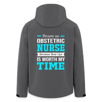 Krankenschwester Schwangerschaft Krankenhaus - Recycelte Männer Softshell-Jacke von Stanley/Stella - Anthrazit - Hinten - AI Model Male 185 light (185cm)