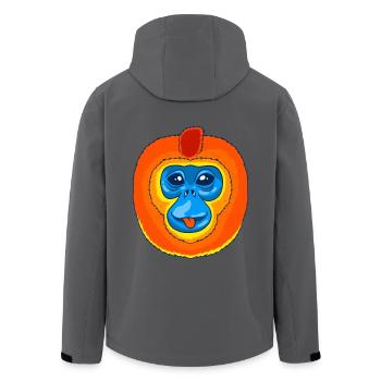 Stupsnasenaffe Affe Schimpanse - Recycelte Männer Softshell-Jacke von Stanley/Stella - Anthrazit - Hinten - AI Model Male 185 light (185cm)