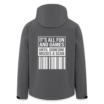 Poststempel Post - Recycelte Männer Softshell-Jacke von Stanley/Stella - Anthrazit - Hinten - AI Model Male 185 light (185cm)
