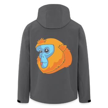 Stupsnasenaffe Affe Schimpanse - Recycelte Männer Softshell-Jacke von Stanley/Stella - Anthrazit - Hinten - AI Model Male 185 light (185cm)