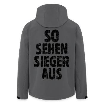 So sehen Sieger aus (Vintage/Schwarz) - Recycelte Männer Softshell-Jacke von Stanley/Stella - Anthrazit - Hinten - AI Model Male 185 light (185cm)